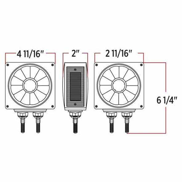 4.7 Inch 38 Diode Double Face Square Fender Light, Double Post, Passenger Side, Amber / Clear - Red / Clear