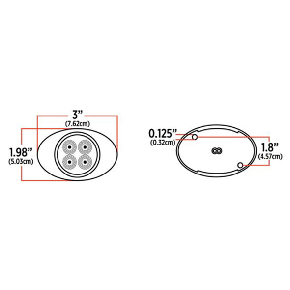 2 X 3 Inch 4 Diode Red Marker To Purple Auxiliary Dual Revolution LED M3 Style Light