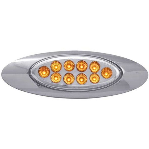 M1 Style 10 Diode LED Amber Clearance Marker Light W/ Chrome Bezel And Clear Lens