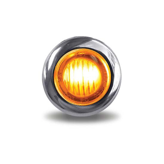 0.75 Inch Round Amber LED Mini Button Light W/ Reflector & 3 Diodes