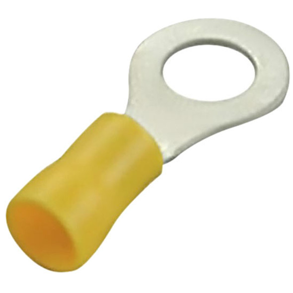 12-10 AWG Yellow Vinyl Ring Terminal For 5/16 Inch Stud - 12 PCS