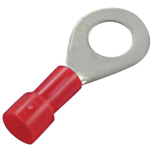 8 AWG Red Vinyl Ring Terminal For 3/8 Inch Stud - 4 PCS