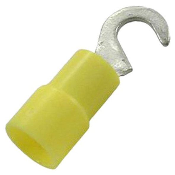 12-10 AWG Yellow Insulated Vinyl Hook Terminal For NO. 10 Stud - 4 PCS