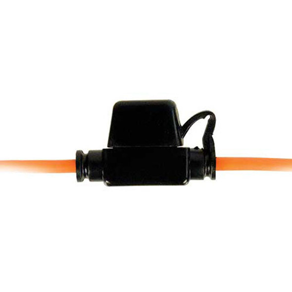 1-30 AMP Mini In-Line Fuse Holder W/ 11 Inch 12 AWG Orange Wire