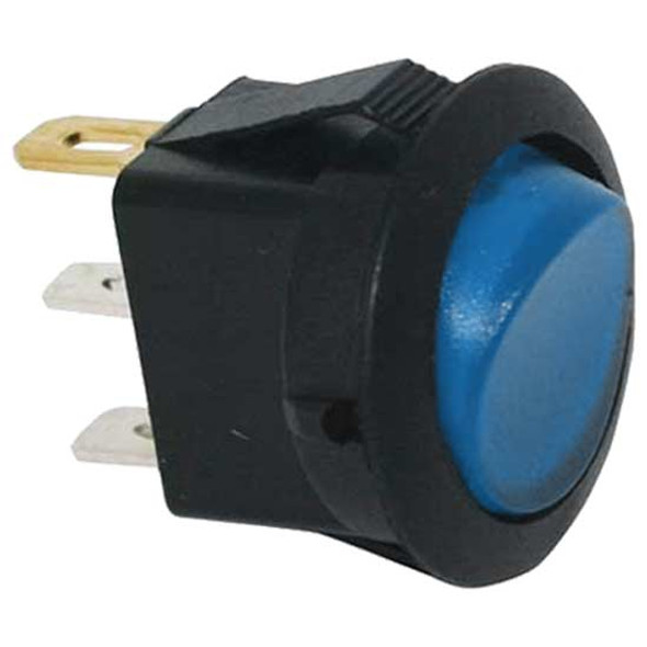 Illuminated Blue Round Rocker Switch , 16A At 12V For 5/8 Inch Hole