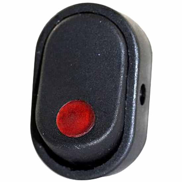 Illuminated Red Oval Rocker Switch , 16A At 12V For 1/2 Inch Hole