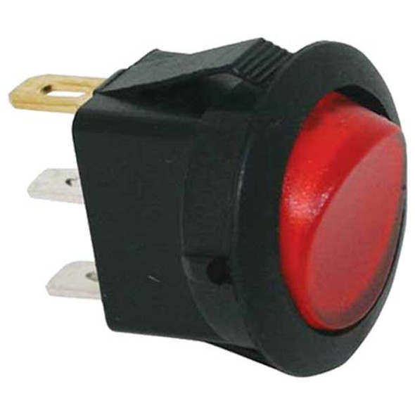 Illuminated Red Round Rocker Switch , 16A At 12V For 5/8 Inch Hole