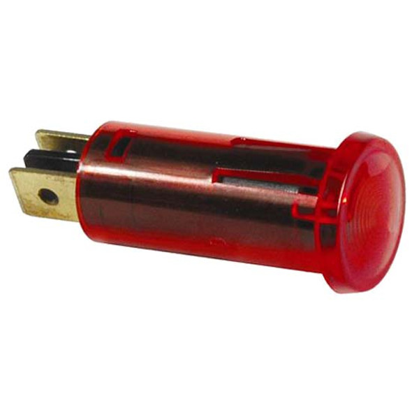 Red Warning Light W/ 2 Lucar Terminals & .250 Tabs, 16A At 12V For 1/2 Inch Hole