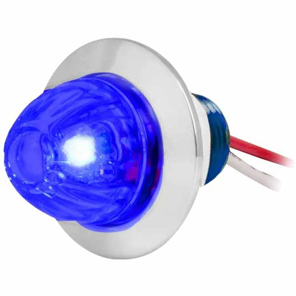 1 Inch Single Function Mini Watermelon Light W/ Chrome Bezel - Blue LED/ Blue Lens