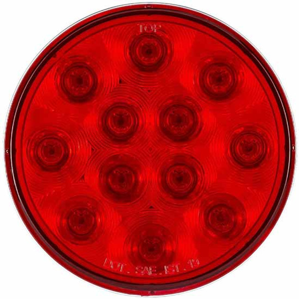4 Inch Round 12 Diode Red LED Red Lens Stop, Turn, Tail Light