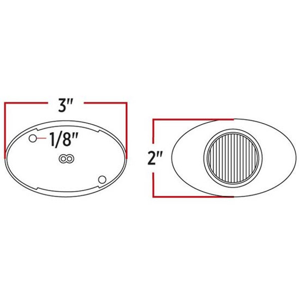 2 Diode Small Oval M3 Style Red LED Marker Light Clear Lens