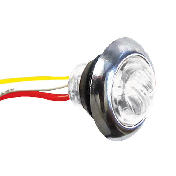 0.75 Inch Round Bulkhead Red Marker To Green Auxiliary Dual Revolution LED Light W/ Chrome Bezel & Clear Lens