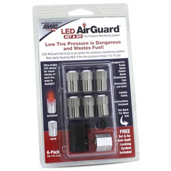 LED Air Guard Tire Pressure Monitoring Valve Stems - Pack Of 6