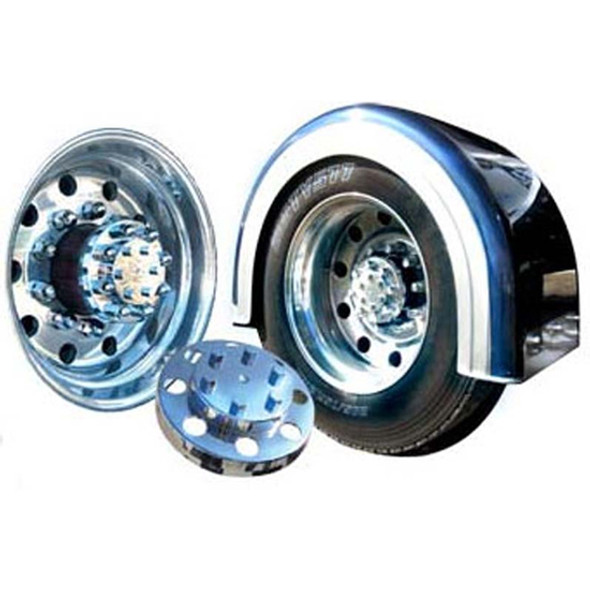 Chrome Plastic Rear Snap On Axle Hub Cover W/ 8 Vortex Style Nut Covers