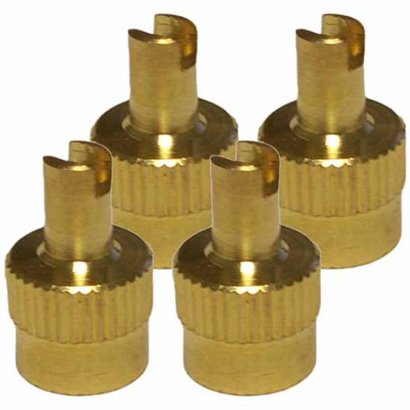 Brass Valve Cap With Core Remover Tool - Pack Of 4