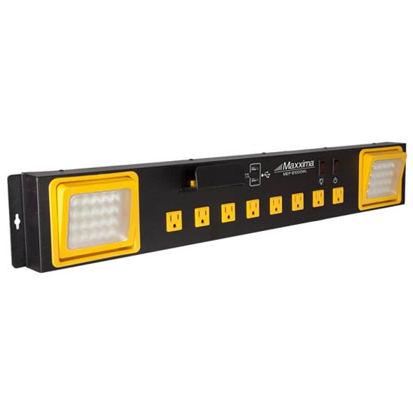 8 Outlet Workshop Heavy Duty Power Station W/ 2 Port USB and LED Worklight, 1000 Lumens 6000K