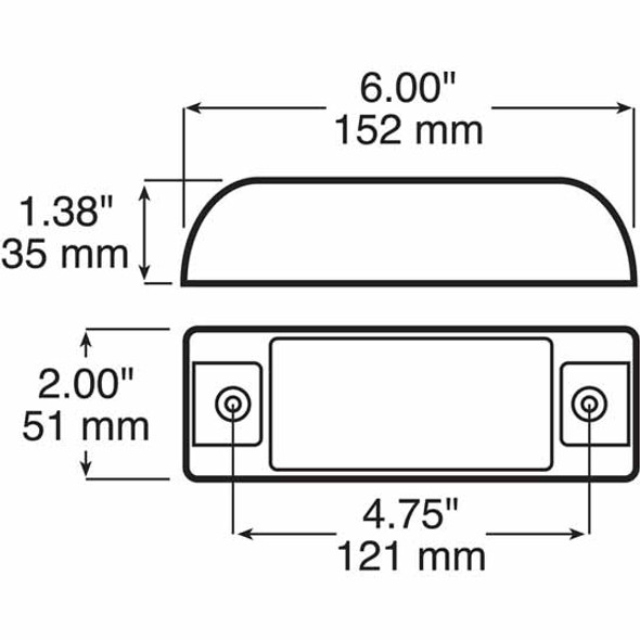 2 X 6 Inch 4 Diode Amber LED 188A Marker Light