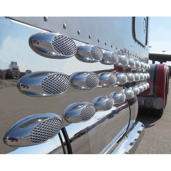 2.19 X 6.25 Inch Chrome Oval Marker Light Mesh Bezel For Millenium M-1 Lights