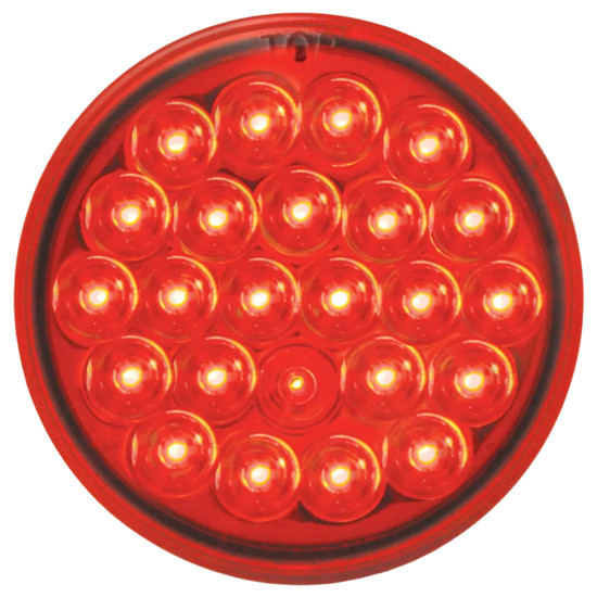 4 Inch Round 24 LED Pearl Style Stop, Turn & Tail Light - Red LED/ Red Lens