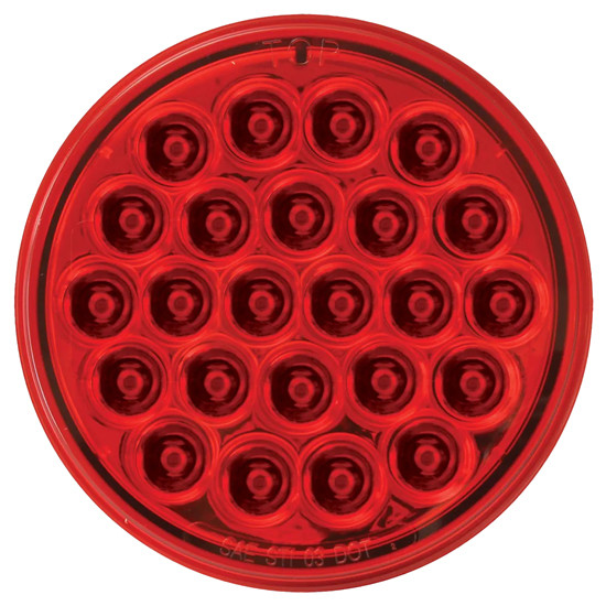 4 Inch Round 24 LED Pearl Style Stop, Turn & Tail Light - Red LED/ Red Lens