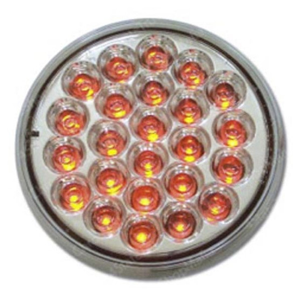 4 Inch Round 24 LED Pearl Style Stop, Turn & Tail Light - Red LED/ Clear Lens