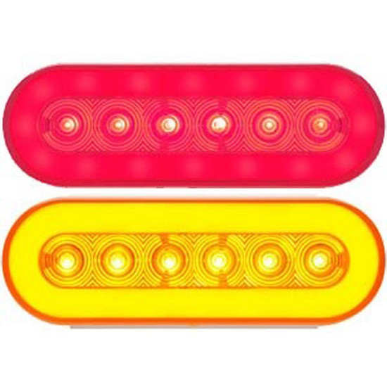 6 LED Oval Stop, Turn & Tail Glolight W/ 3 Prong Plug - Red LED/ Red Lens