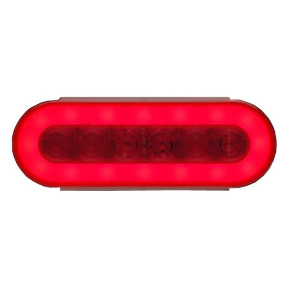 6 LED Oval Stop, Turn & Tail Glolight W/ 3 Prong Plug - Red LED/ Red Lens