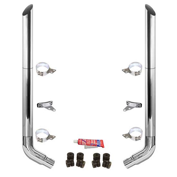 BESTfit 7-5 X 102 Inch Chrome Exhaust Kit W/ Miter Stacks & OE Style Elbows For Peterbilt 378, 379, 389 Glider