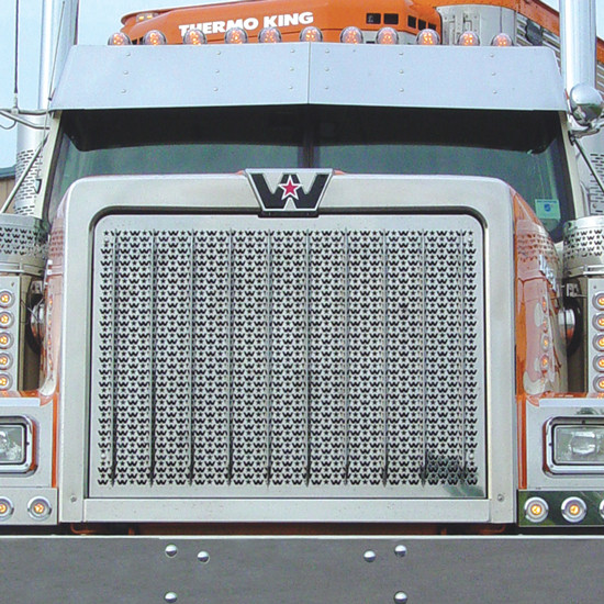 Custom Punched Grille Insert With Horizontal Ovals For Western Star 4964FA Constellation