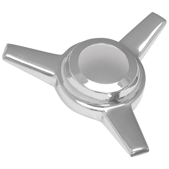 Chrome Plastic Hubcap Spinner W/ 3 Bars Straight, Stud Mount, Passenger Side