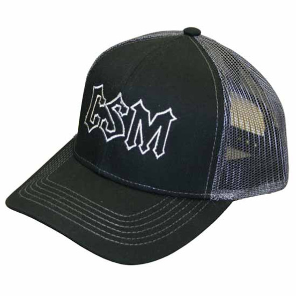 CSM Logo Embroidered Black Hat With Mesh & Adjustable Back