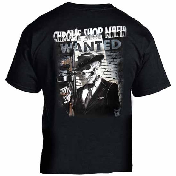 Chrome Shop Mafia Skeleton Wanted Poster T-Shirt - Medium Black