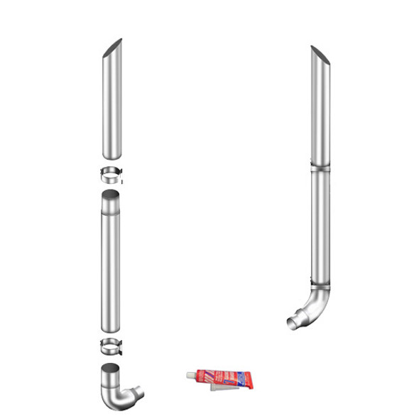 Lincoln Chrome 7-5 X 108 Inch Exhaust Kit With Miter Cut Stacks & OE Style Elbows For Freightliner Classic & FLD