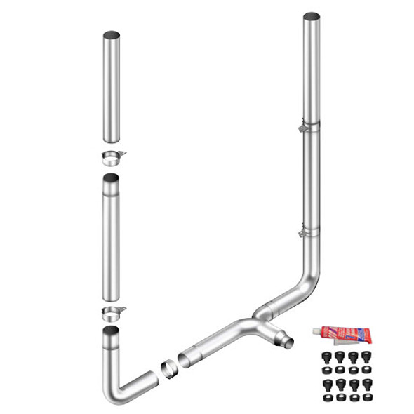 Lincoln Chrome 6-5 X 114 Inch Exhaust Kit W/ Flat Top Stacks & Long Drop Elbows