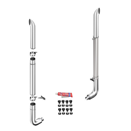 Lincoln Chrome 7-5 X 102 Inch Exhaust Kit W/ Curve Stacks & Long Drop Elbows
