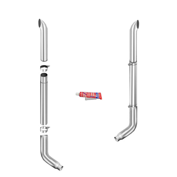 Lincoln Chrome 7-5 X 114 Inch Exhaust Kit W/ Curve Stacks & OE Style Elbows For Peterbilt 359 ,1967 - 1987