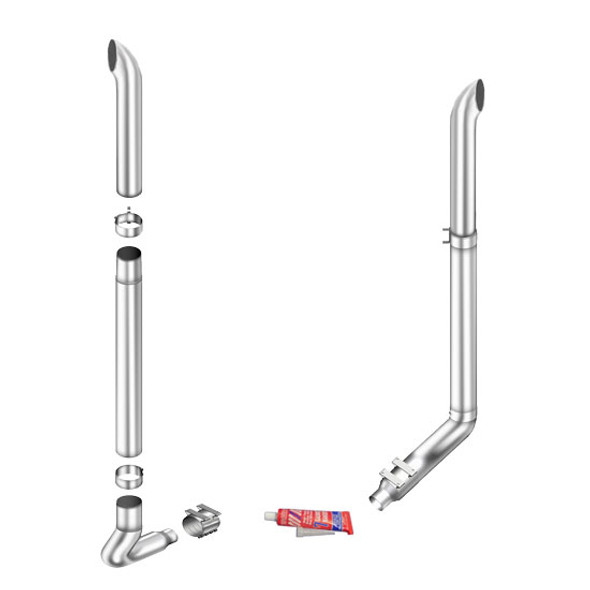 Lincoln Chrome 6-5 X 114 Inch Exhaust Kit With Curve Stacks & K180-18616 Elbows