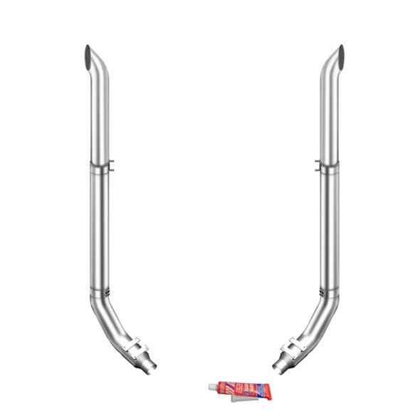 Lincoln Chrome 6-5 X 114 Inch Exhaust Kit With West Coast Turnout Stacks & K180-18615 Elbows