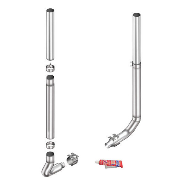 Lincoln Chrome 7-5 X 108 Inch Exhaust Kit With Flat Top Stacks & M66-1271 Elbows