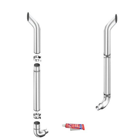 Lincoln Chrome 8-5 X 114 Inch Exhaust Kit With Bull Hauler Stacks & OE Style Elbows For Freightliner Classic & FLD