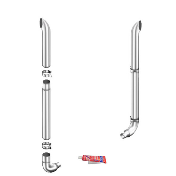 Lincoln Chrome 8-5 X 114 Inch Exhaust Kit With Curve Stacks & OE Style Elbows For Freightliner Classic & FLD