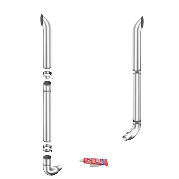 Lincoln Chrome 8-5 X 114 Inch Exhaust Kit With West Coast Turnout Stacks & OE Style Elbows For Freightliner Classic & FLD