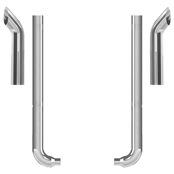 Western Star Lowmax Daycab 2002-2006 8 X 52 Inch Quiet Spool & Picket XL Exhaust Kit W/ 36 Inch Curve Stacks