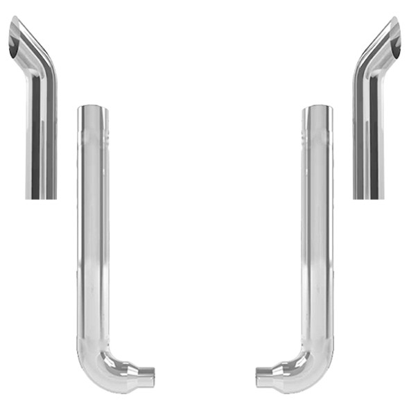 Freightliner FLD120 1993-2024 8 X 52 Inch & Short 90 Degree Elbow Exhaust Kit W/ 48 Inch Curve Stacks