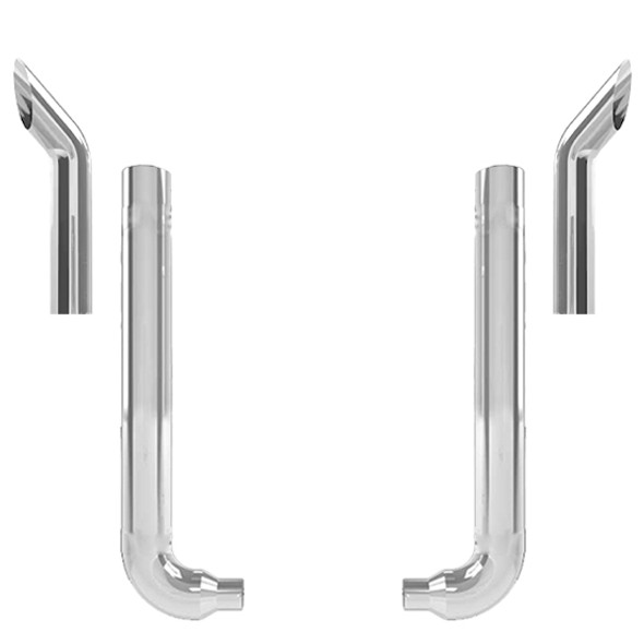 Freightliner Classic, FLD112, FLD120 6-5 X 52 Inch Quiet Spool & Short 90 Degree Elbow Exhaust Kit W/ 36 Inch Bull Hauler Stacks