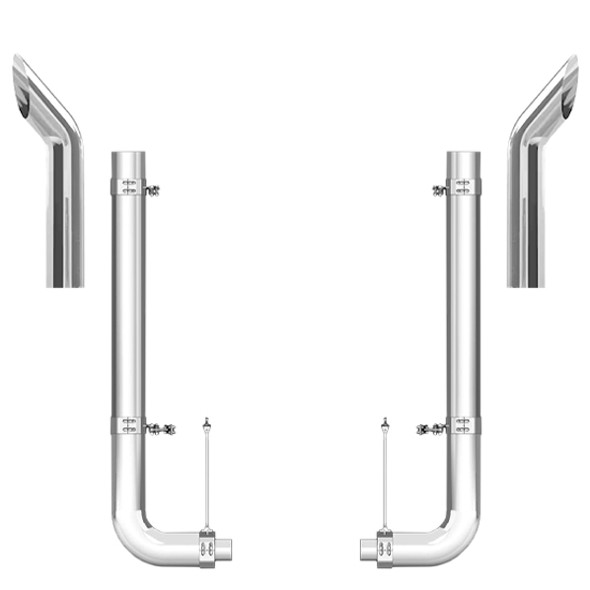 Peterbilt 379 1987-2003 8-5 X 52 Inch Spool & Pickett Style Elbow Exhaust Kit W/ 54 Inch Bull Hauler Stacks