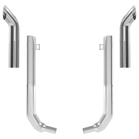 Kenworth W900L 5 X 52 Inch Quiet Spool & Over 40 Inch Box Exhaust Kit W/ 36 Inch Curve Stacks