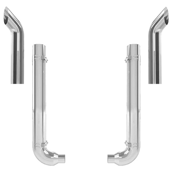 Western Star 4964 Constellation Day Cab 8-5 X 52 Inch Quiet Spool & OEM Style Elbow Exhaust Kit W/ 36 Inch Curve Stacks