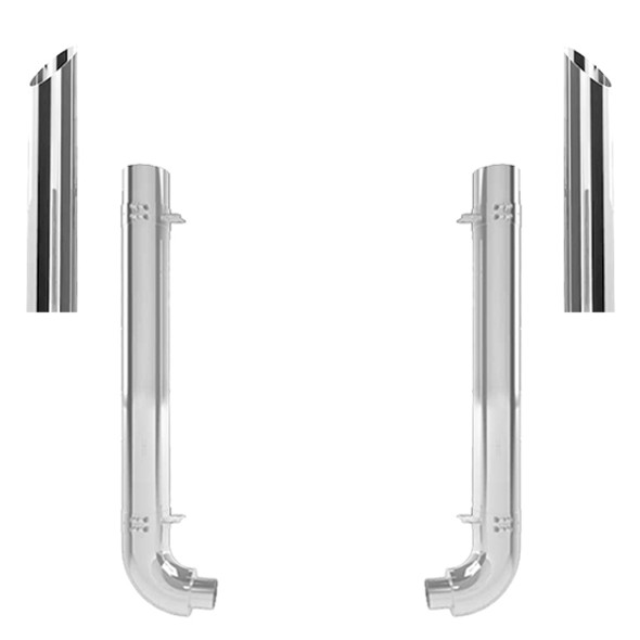 Western Star 4964 Heritage 1988-1995 5 X 52 Inch Quiet Spool & OEM Style Elbow Exhaust Kit W/ 36 Inch Miter Stacks