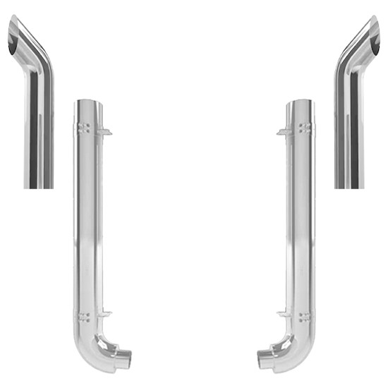 Western Star 4964 Heritage 1988-1995 8-5 X 52 Inch Quiet Spool & OEM Style Elbow Exhaust Kit W/ 36 Inch Curve Stacks